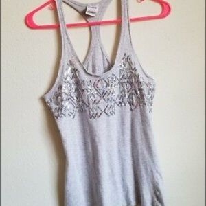 grey sequin tank top PINK